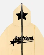 Bad Friend Full Zipper Hoodie Beige/Black