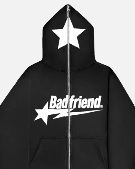 Bad Friend Full Zipper Hoodie Black/White