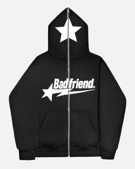 Bad Friend Full Zipper Hoodie Black/White