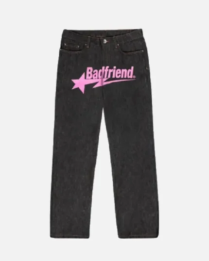 Bad Friend Latter Printed Jeans Black/Pink