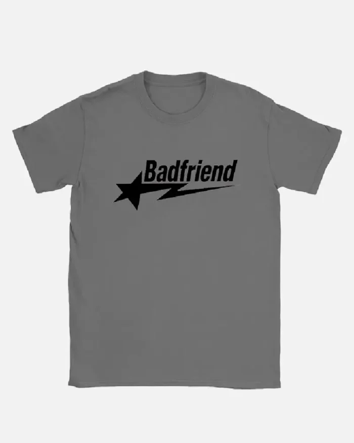 Bad Friend Letter Print Shirt Dark Grey/Black