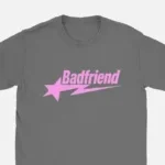 Bad Friend Letter Print Shirt Dark Grey/Pink