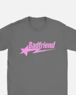 Bad Friend Letter Print Shirt Dark Grey/Pink