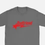 Bad Friend Letter Print Shirt Dark Grey/Red