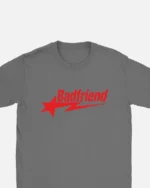 Bad Friend Letter Print Shirt Dark Grey/Red