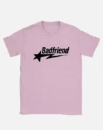 Bad Friend Letter Print Shirt Pink/Black