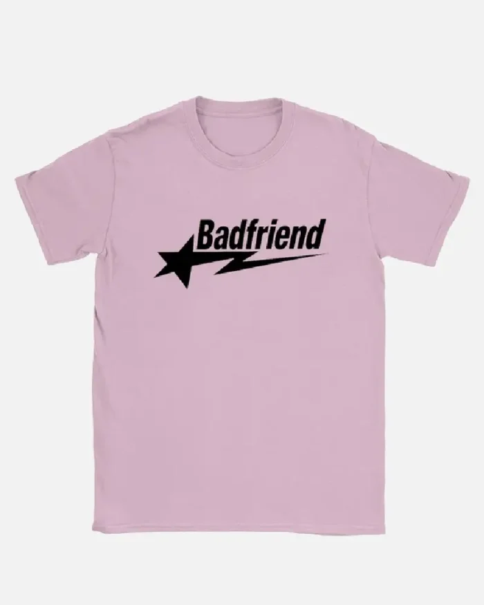 Bad Friend Letter Print Shirt Pink/Black