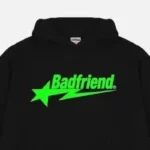 Bad Friend Letter Printed Hoodie Black/Green