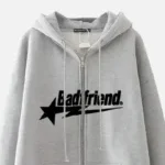 Bad Friend Zip Hoodie Grey