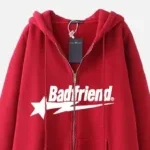 Bad Friend Zip Hoodie Red