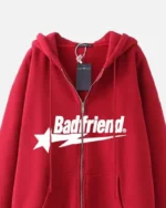 Bad Friend Zip Hoodie Red