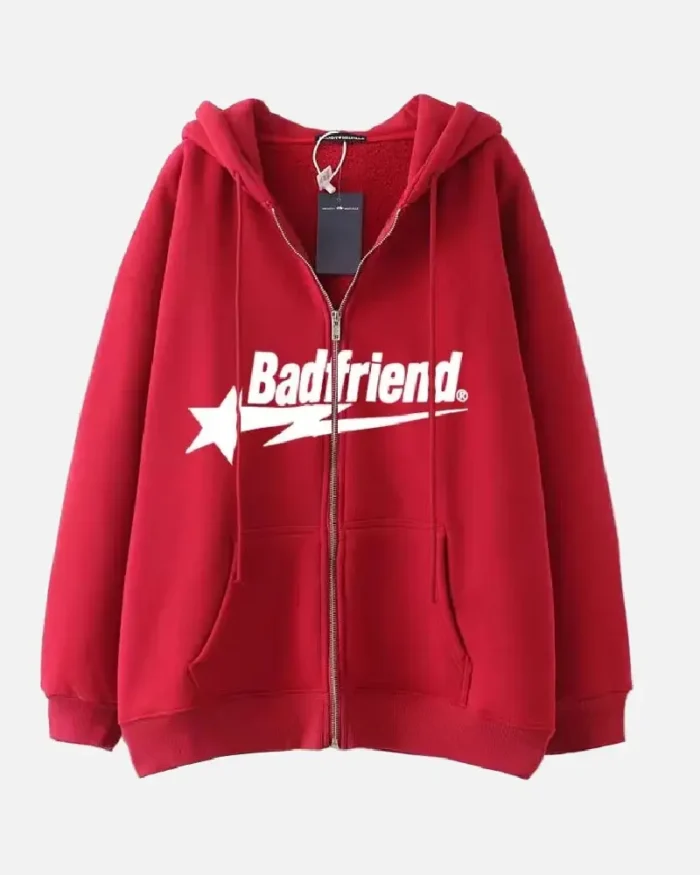 Bad Friend Zip Hoodie Red